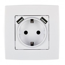 Πρίζα Σούκο & 2 θέσης USB Λευκή City 190062