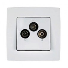 Πρίζα TV-FM-SAT 3 Εξόδων Λευκή City 190033