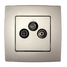 Πρίζα TV-FM-SAT 3 Εξόδων Σαμπανί City 190034F