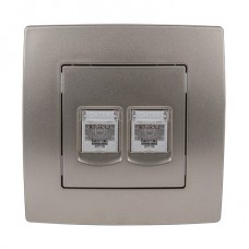 Πρίζα Τηλεφώνου RJ11 & Δικτύου RJ45 2 Εξόδων Σαμπανί City 190732