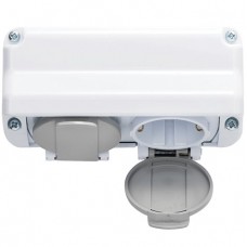 Πρίζα Σούκο 2 Θέσεων με Καπάκι 16A Λευκή Επίτοιχη IP44 190214