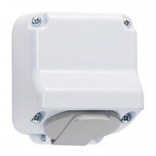 Πρίζα Σούκο με Καπάκι 16A Λευκή Επίτοιχη IP44 190215