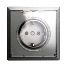 Πρίζα Σούκο με Καπάκι Ανθρακί Ματ 16A Lineme Gena 50-00614-19