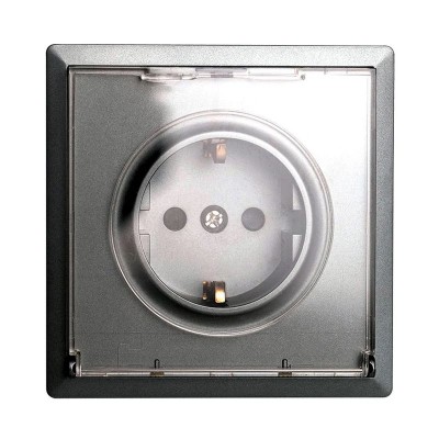 Πρίζα Σούκο με Καπάκι Ανθρακί Ματ 16A Lineme Gena 50-00614-19