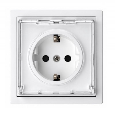 Πρίζα Σούκο με Καπάκι Λευκό Ματ 16A Lineme Gena 50-00614-31
