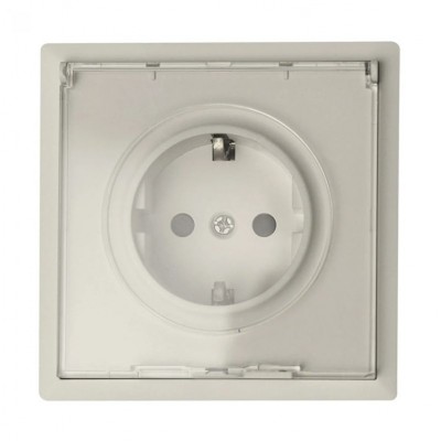 Πρίζα Σούκο με Καπάκι Γκρι Ανοιχτό 16A Lineme Gena 50-00614-32