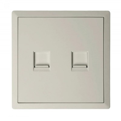 Πρίζα Δικτύου RJ45 Διπλή Cat6 Γκρι Ανοιχτό Lineme Gena 50-00630-32