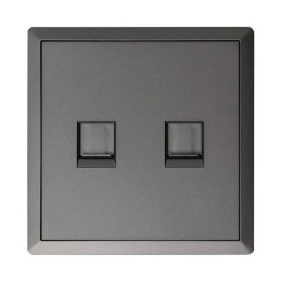 Πρίζα Τηλεφώνου & Δικτύου RJ11+RJ45 Ανθρακί Ματ Lineme Gena 50-00620-19