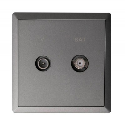 Πρίζα TV+SAT Διελεύσεως Ανθρακί Ματ 10dB Lineme Gena 50-00634-19