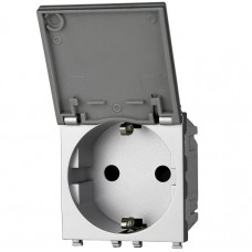 Πρίζα Σούκο με Καπάκι 16A 250V 2P Ασημί Lineme INO 50-00414-10