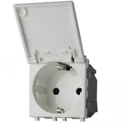 Πρίζα Σούκο με Καπάκι 16A 250V 2P Λευκή Lineme INO 50-00414-1