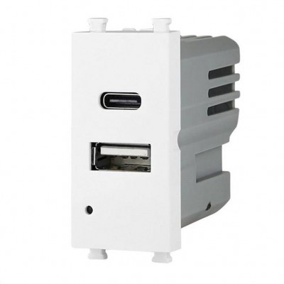 Πρίζα USB & Type C 5.1V/2.4A 1P Λευκό Lineme INO 50-00439-1