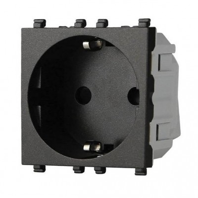 Πρίζα Σούκο 16A 250V 2P Μαύρη Lineme INO 50-00413-2