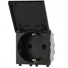 Πρίζα Σούκο με Καπάκι 16A 250V 2P Μαύρη Lineme INO 50-00414-2