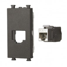 Πρίζα Δικτύου RJ45 CAT7 1P Μαύρο Lineme INO 50-00418-2