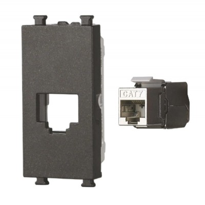 Πρίζα Δικτύου RJ45 CAT7 1P Μαύρο Lineme INO 50-00418-2