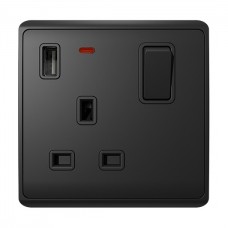 Πρίζα Αγγλίας και Διακόπτης Double Pole 13A με USB Ανθρακί London 190887/A