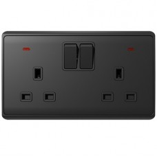 Πρίζα Αγγλίας 2 Θέσεων και 2 Διακόπτες Double Pole 13A Ανθρακί London 190888/A