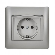 Πρίζα Σούκο με Καπάκι Γκρί Rhyme 11214C