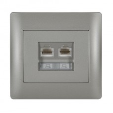 Πρίζα Δικτύου RJ45 2 Εξόδων Γκρί Rhyme 11714