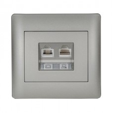 Πρίζα Τηλεφώνου RJ11 & Δικτύου RJ45 2 Εξόδων Γκρί Rhyme 11734