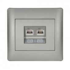 Πρίζα Τηλεφώνου RJ11 2 Εξόδων Γκρί Rhyme 11744