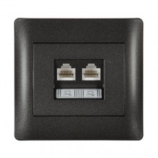 Πρίζα Δικτύου RJ45 2 Εξόδων Γραφίτη Rhyme 11715