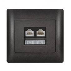 Πρίζα Τηλεφώνου RJ11 & Δικτύου RJ45 2 Εξόδων Γραφίτη Rhyme 11735