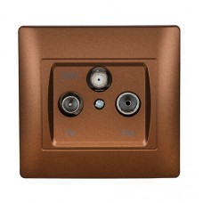 Πρίζα TV-FM-SAT 3 Εξόδων Καφέ Rhyme 11686