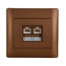 Πρίζα Δικτύου RJ45 2 Εξόδων Καφέ Rhyme 11716