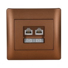 Πρίζα Τηλεφώνου RJ11 & Δικτύου RJ45 2 Εξόδων Καφέ Rhyme 11736