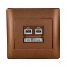 Πρίζα Τηλεφώνου RJ11 2 Εξόδων Καφέ Rhyme 11746