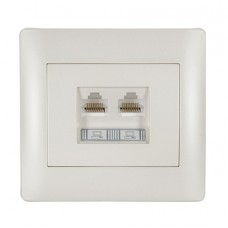 Πρίζα Δικτύου RJ45 2 Εξόδων Λευκή Rhyme 11711