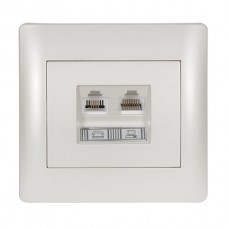 Πρίζα Τηλεφώνου RJ11 & Δικτύου RJ45 2 Εξόδων Λευκή Rhyme 11731
