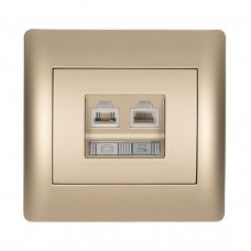 Πρίζα Τηλεφώνου RJ11 & Δικτύου RJ45 2 Εξόδων Σαμπανί Rhyme 11732