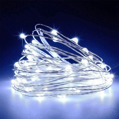 Χριστουγεννιάτικα LED Μπαταρίας 50 Leds σε Ψυχρό φως με Ασημί σύρμα 3,70m μήκος καλωδίου