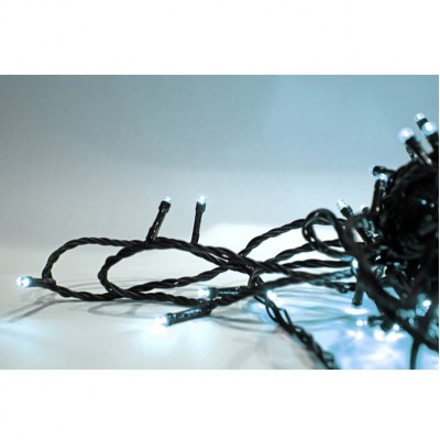 Επεκτεινόμενα Χριστουγεννιάτικα LED 100 Leds σε Ψυχρό φως με Πράσινο Καλώδιο 5m μήκος καλωδίου IP44 με Προγράμματα