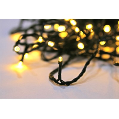 Χριστουγεννιάτικα LED 300 Leds σε Θερμό φως με Πράσινο Καλώδιο 15m μήκος καλωδίου IP44 με Προγράμματα